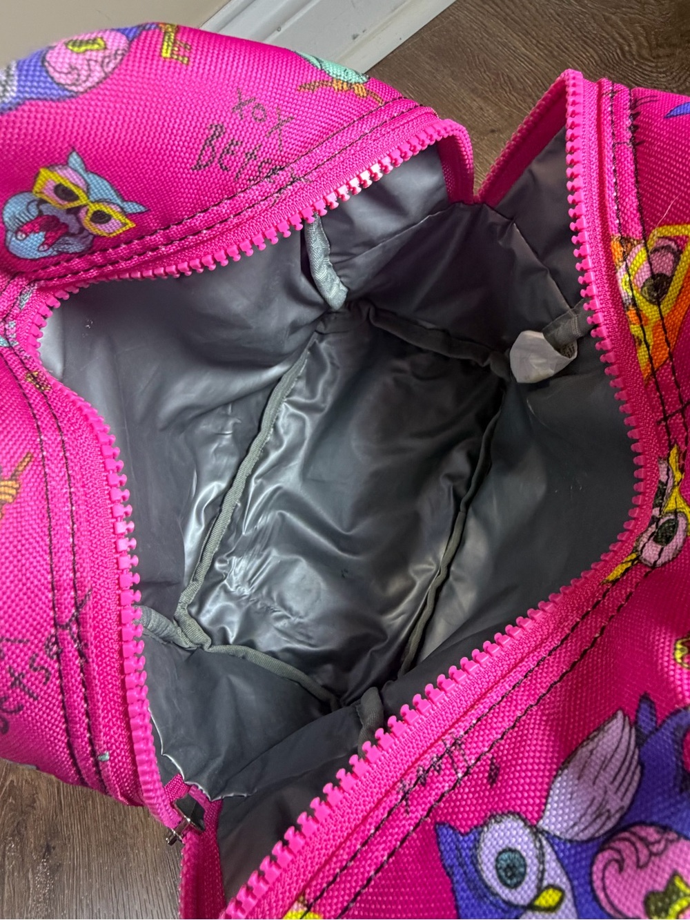 Betsey Johnson Owl Print Insulated Lunch Tote Pink Multi Cooler Bag - Picture 7 of 8